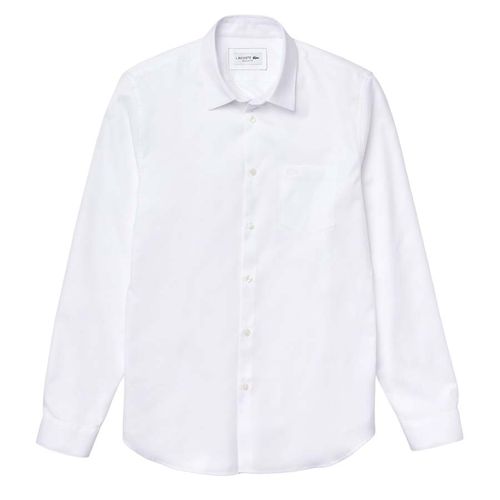 Áo Sơ Mi Dài Tay Nam Lacoste Men's Regular Fit Cotton Poplin Shirt CH2745 001 Màu Trắng Size 40