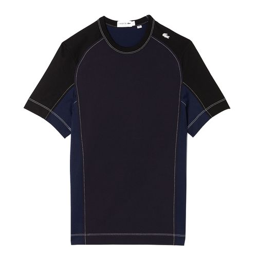 Áo Thun Nam Lacoste Men's Heritage Regular Fit Colorblock Stretch Piqué T-Shirt TH9776 7W4 Màu Xanh/Đen Size 4