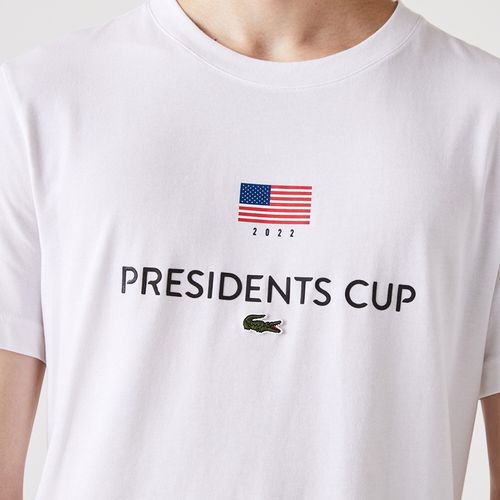 Áo Thun Nam Lacoste Men’s Sport Presidents Cup American Flag T-Shirt TH8201 001 Màu Trắng Size 5-2