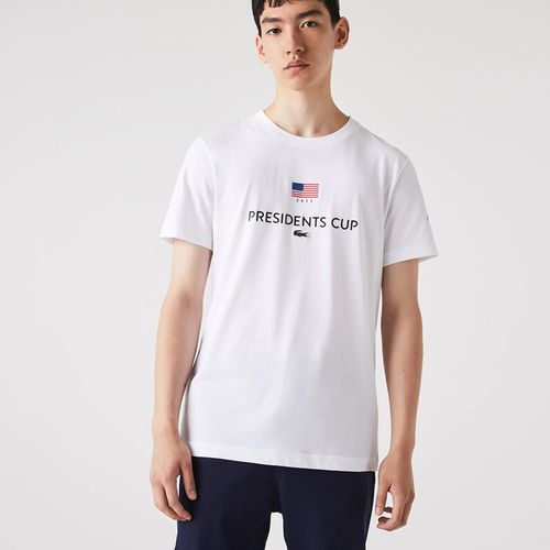 Áo Thun Nam Lacoste Men’s Sport Presidents Cup American Flag T-Shirt TH8201 001 Màu Trắng Size 5-4