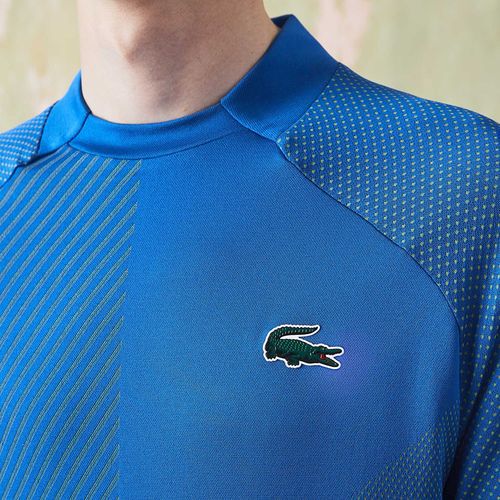 Áo Thun Nam Lacoste Sport Slim Fit Seamless Tennis T-Shirt DH9255 PTH Màu Xanh Blue Size XS-5