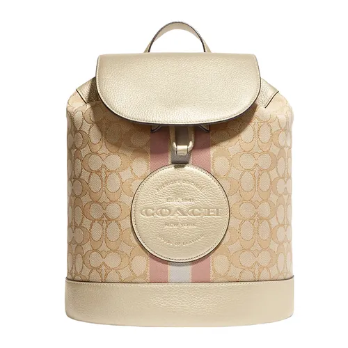 Coach - Balo Nữ Coach Dempsey Drawstring Backpack n Signature Jacquard CF386 Màu Be - Vua Hàng Hiệu