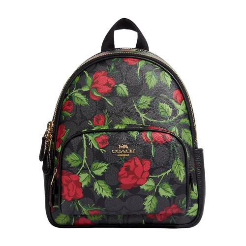 Coach - Balo Nữ Coach Mini Court Backpack In Signature Canvas With Fairytale Rose Print CC331 Màu Đen - Vua Hàng Hiệu