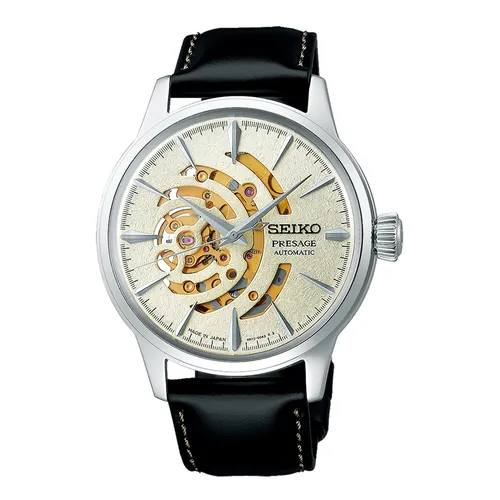 Đồng Hồ Nam Seiko Automatic Presage Cocktail Skeleton Time Star Bar Limited Editions SSA455J1 Màu Kem Đen