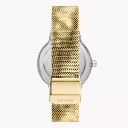 Đồng Hồ Nữ Skagen Riis Three-Hand Gold-Tone Stainless Steel Mesh Watch SKW3092 Màu Vàng-4