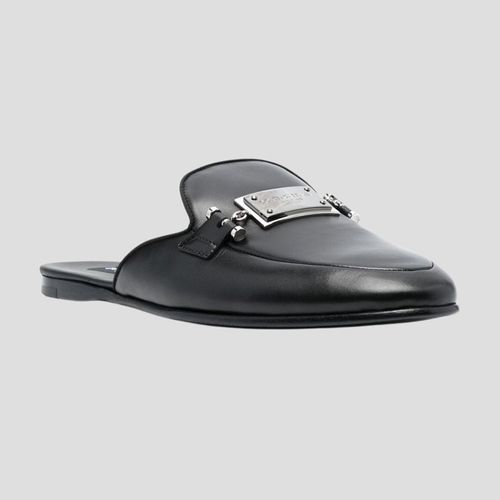 Giày Sục Nam Dolce & Gabbana D&G Leather With Tag Silver A80312 AW694 8B577 Màu Đen Size 41-3