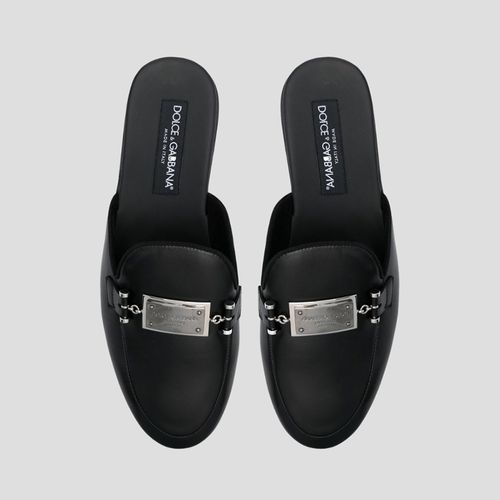 Giày Sục Nam Dolce & Gabbana D&G Leather With Tag Silver A80312 AW694 8B577 Màu Đen Size 40.5-4