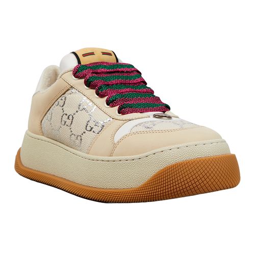 Giày Thể Thao Gucci Screener GG Leather-Trimmed Canvas Sneakers Màu Kem-6