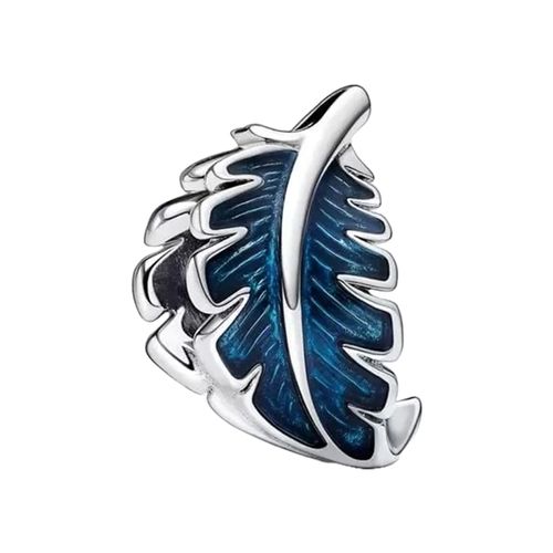 Hạt Vòng Charm Pandora Blue Curved Feather Charm 792576C01 Màu Xanh Bạc