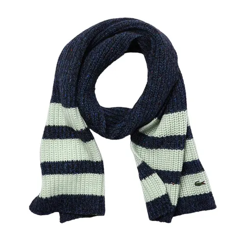 Khăn Len Nữ Lacoste Striped Ribbed Wool Blend Women's Rectangular Scarf RE2796 - 9NU Màu Xanh