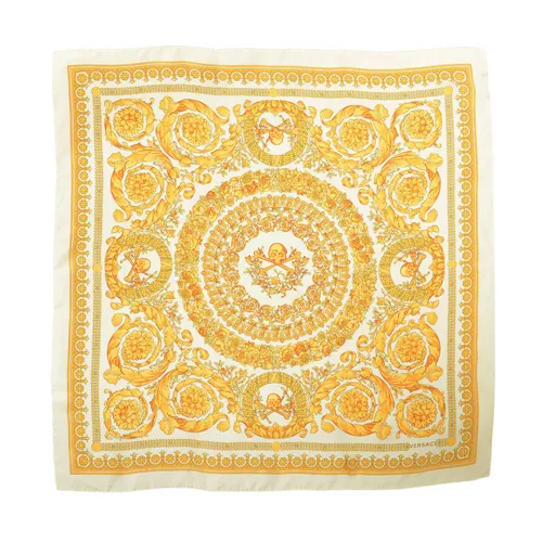 Versace Khăn phụ kiện - Khăn Versace White & Gold Barocco Print Màu Vàng Trắng - Vua Hàng Hiệu
