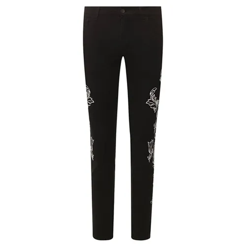 Thời trang Nam Đen họa tiết Quần jeans - Quần Jeans Nam Dolce & Gabbana D&G Baroque Print Straight Leg Skinny GYC4LD Màu Đen Họa Tiết Size 46 - Vua Hàng Hiệu