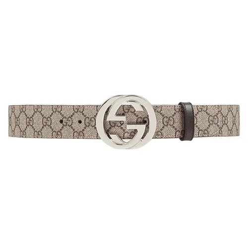 Thắt lưng Gucci Nam - Thắt Lưng Nam Gucci GG Supreme Belt With G Buckle 411924 Màu Be Nâu Size 95 - Vua Hàng Hiệu