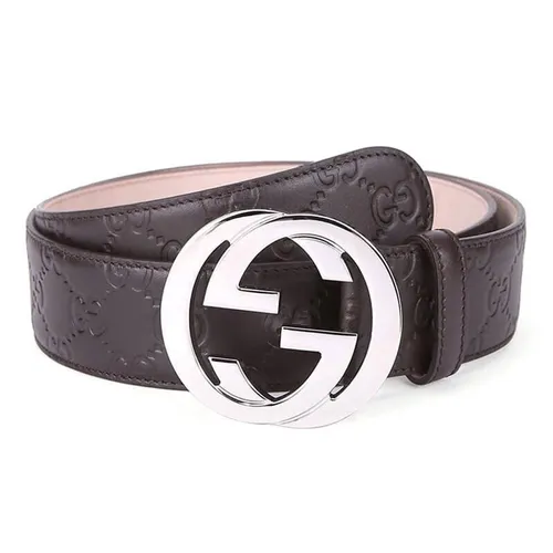 Thắt Lưng Nam Gucci Signature Series Cowhide Double G Embossed Plate Buckle Belt 411924-CWC1N-2140-S105 Màu Nâu Size 95