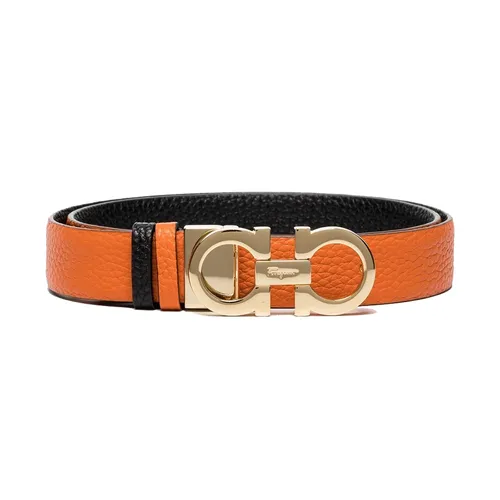 Thắt lưng Salvatore Ferragamo - Thắt Lưng Nữ Salvatore Ferragamo Orange Black Reversible Belt Hai Mặt Màu Đen Cam Bản 2.5cm - Vua Hàng Hiệu