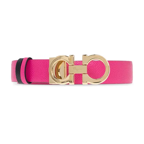 Thắt lưng Salvatore Ferragamo - Thắt Lưng Nữ Salvatore Ferragamo Pink Reversible Belt Hai Mặt Màu Hồng Đen Bản 2.5cm - Vua Hàng Hiệu