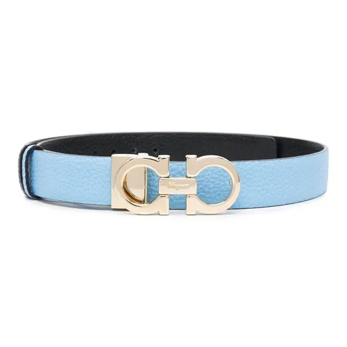 Thắt lưng Salvatore Ferragamo - Thắt Lưng Nữ Salvatore Ferragamo Sky Blue Reversible Belt Hai Mặt Màu Xanh Blue/Đen Bản 2.5cm - Vua Hàng Hiệu