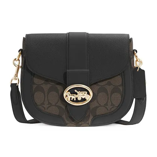 Túi xách - Túi Đeo Chéo Nữ Coach Georgie Saddle Bag In Signature Canvas C2806 Màu Nâu Đen - Vua Hàng Hiệu