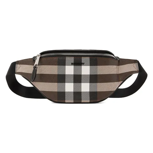 Túi Đeo Chéo Nam Burberry Mini Cason Bumbag Bag Check Logo Leather 8050797 Màu Nâu Kẻ Trắng - Túi xách - Vua Hàng Hiệu
