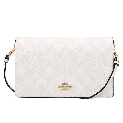 Túi Đeo Chéo Nữ Coach Anna Foldover Clutch Crossbody In Signature Canvas 3036 Màu Trắng