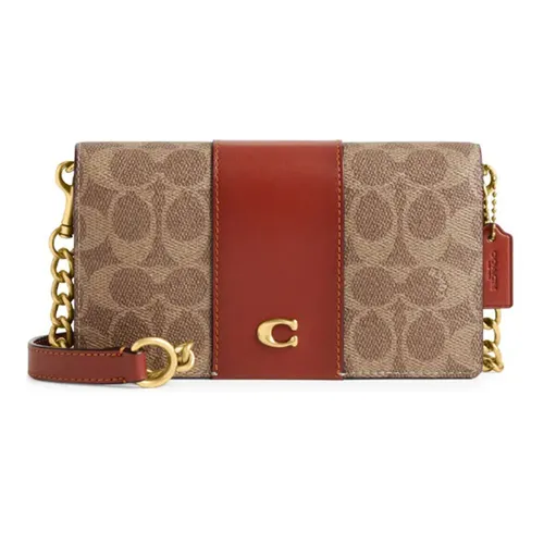Túi Đeo Chéo Nữ Coach&nbsp;Signature Coated Canvas CI801 Màu Nâu Cam