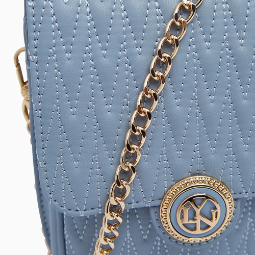 Túi Đeo Chéo Nữ Lyn Remi Quilt Mobile Pocket Wallets On Chain Blue LL23FWF117 Màu Xanh Da Trời-4