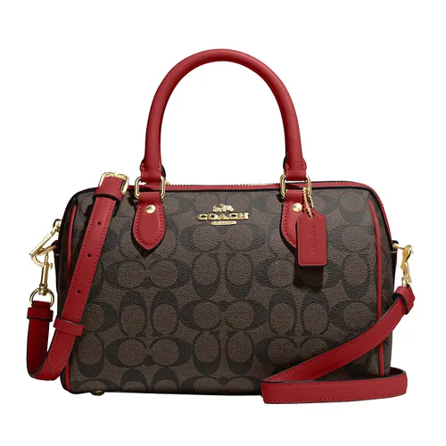 Túi Xách Coach Rowan Satchel In Signature Canvas CH280 Màu Nâu/Đỏ