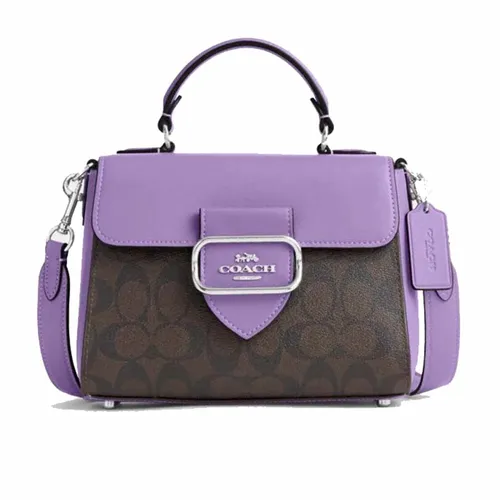 Túi Xách Nữ Coach Morgan Top Handle Satchel In Signature Canvas CJ614 Màu Nâu Tím