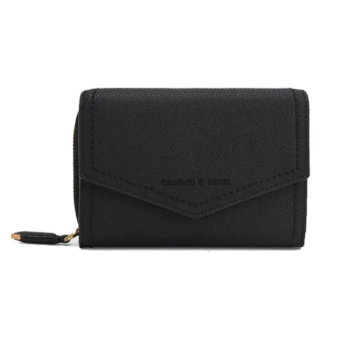 Ví Nữ Charles & Keith CNK Stitch Trim Envelope Wallet Black 10770535-4 Màu Đen