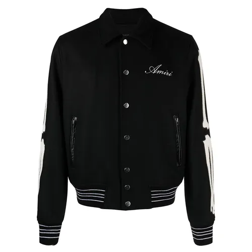Amiri - Áo Khoác Nam Amiri Black Bones Varsity Bomber MOS002001 Màu Đen - Vua Hàng Hiệu