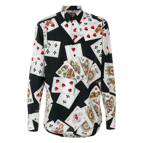 Áo Sơ Mi Nam Dolce & Gabbana D&G Playing Cards Heart Queen King Cotton Shirt G5EJ1T Phối Màu Size 39