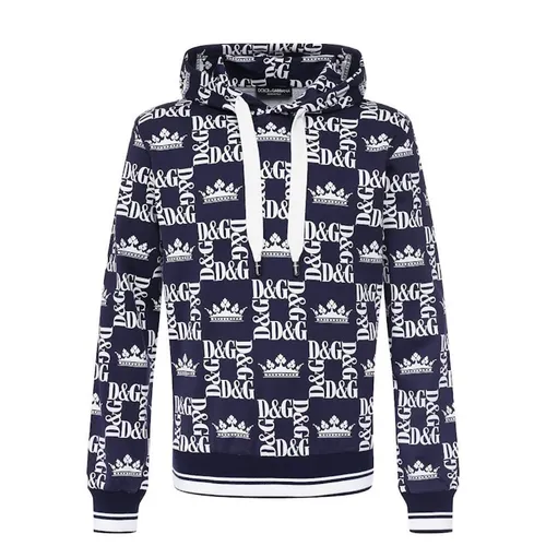 Dolce & Gabbana Áo Hoodie - Áo Hoodie Nam Dolce & Gabbana D&G Logo Crowns Màu Navy/Trắng Size 44 - Vua Hàng Hiệu
