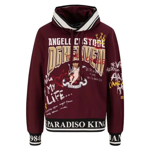 Dolce & Gabbana Áo Hoodie - Áo Hoodie Nam Dolce & Gabbana D&G Red With Pattern Printed G9MR9T G7OUL F0130 Màu Đỏ Mận - Vua Hàng Hiệu