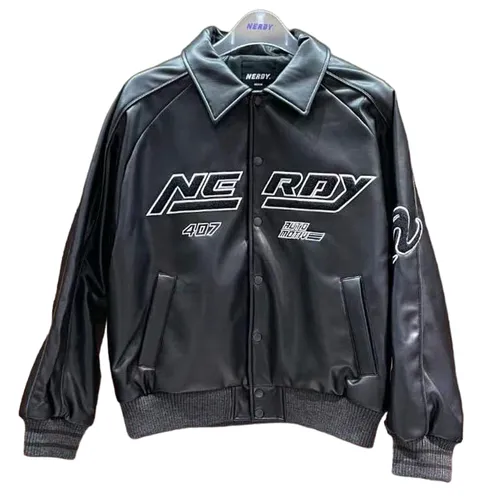 Thời trang - Áo Khoác Da Nerdy Logo 407 Màu Đen - Vua Hàng Hiệu