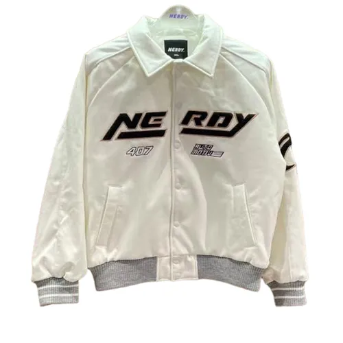 Thời trang - Áo Khoác Da Nerdy Logo 407 Màu Trắng - Vua Hàng Hiệu