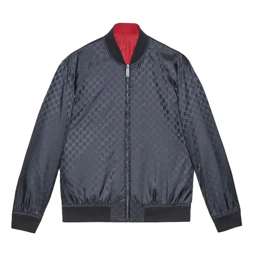 Áo Khoác Nam Gucci Reversible Gg Nylon Bomber Jacket 521764 Màu Đen Đỏ (Mặc Hai Mặt) Size 44