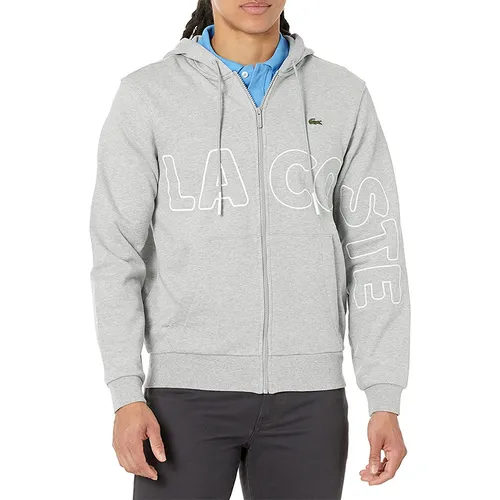 Thời trang - Áo Khoác Nỉ Nam Lacoste Long Sleeve Full Zip Branding Worded SH2075 51 4JV PC04 Màu Xám Size S - Vua Hàng Hiệu