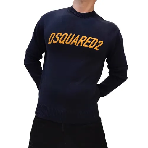 Áo Len Nam Dsquared2 Logo Màu Xanh Navy Size XS