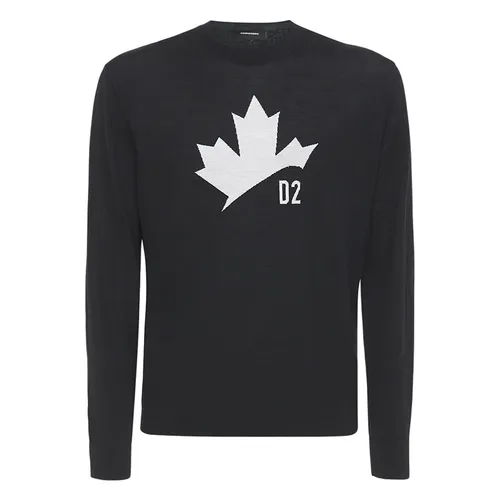 Áo Len Nam Dsquared2 Maple Leaf Jacquard Wool Knit Jumper Màu Đen Size M - Thời trang - Vua Hàng Hiệu