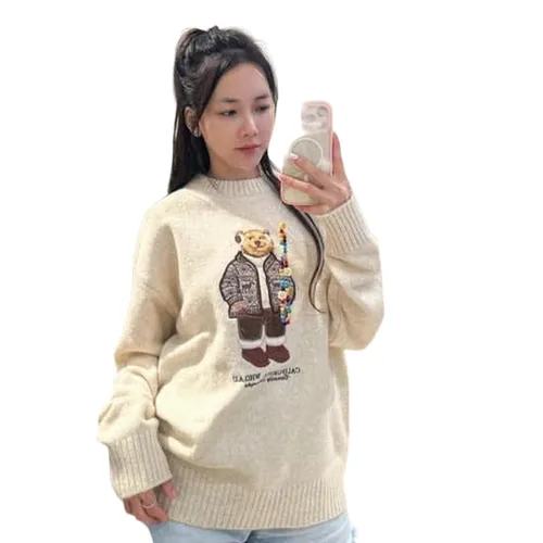 Áo Len WHOAU Sweater Calstate Màu Kem