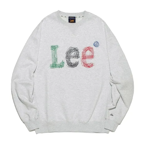 Lee - Áo Nỉ Sweater Lee Logo Pencil Art Grey Màu Xám - Vua Hàng Hiệu