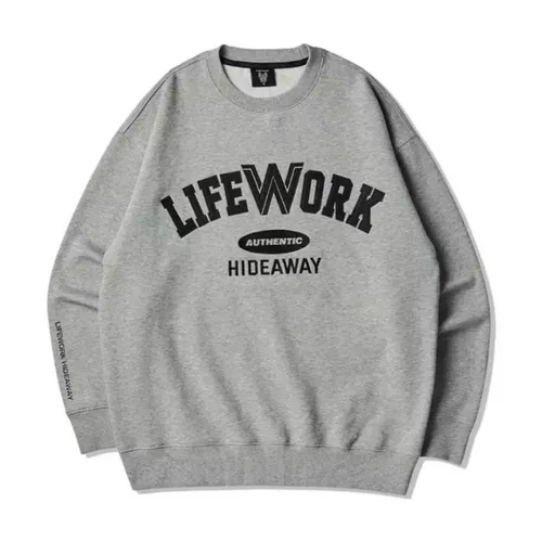 Áo Nỉ Sweater LifeWork Embroidery Logo Melange Màu Xám