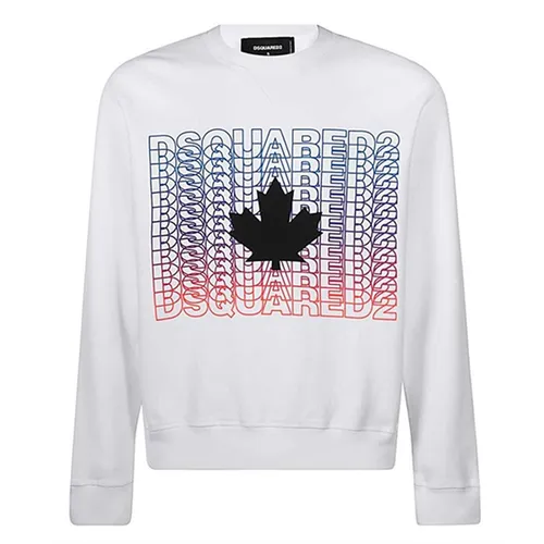 Áo Nỉ Sweater Nam Dsquared2 Multi Logo Maple Leaf S74GU0496 Màu Trắng Size S