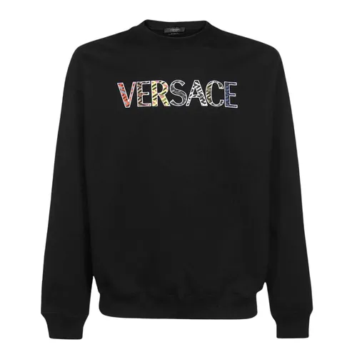 Áo Nỉ Sweater Nam Versace Black With Logo Printed 1002480 1A01812 1B000 Màu Đen