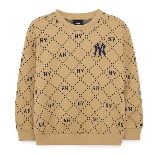 Áo Nỉ Sweater Trẻ Em MLB Diamond Monogram Jagguard New York Yankees 7AMTMD134-50BGS Màu Be