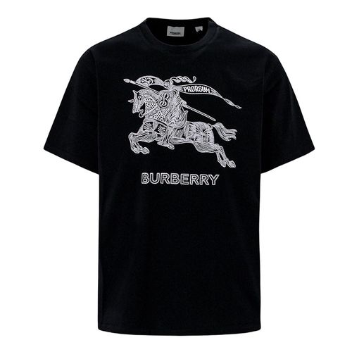 Áo Phông Nam Burberry Black Equestrian Knight Printed Tshirt 8072775 Màu Đen