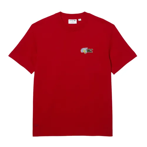 Thời trang Đỏ Áo phông - Áo Phông Nam Lacoste Men's Holiday Relaxed Fit Comic Effect Badge T-shirt TH1362 240 Màu Đỏ Size 4 - Vua Hàng Hiệu