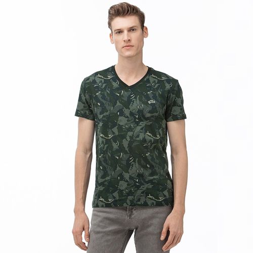 Áo Phông Nam Lacoste Men's V-Neck Graphic T-Shirt TH0018 18Y Màu Xanh Lá Size 2