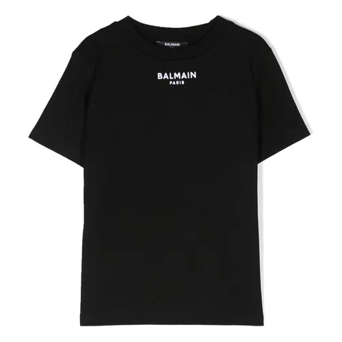 Thời trang Balmain Nữ - Áo Phông Nữ Balmain Black Logo Printed Tshirt BT8P11 Z0116 930BC Màu Đen - Vua Hàng Hiệu