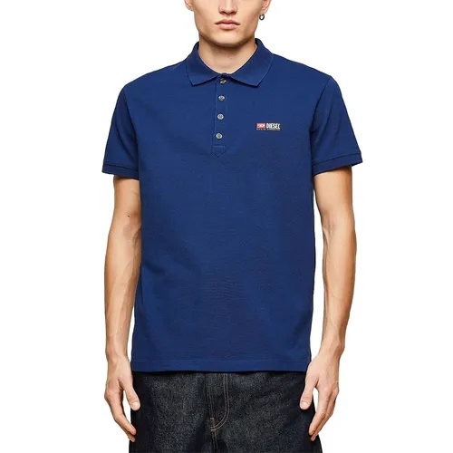 Thời trang Diesel Xanh dương Áo Polo Ý - Áo Polo Nam Diesel T-Weet-Split Polo Shirt A00418RBAWH GB05 Màu Xanh Dương Size L - Vua Hàng Hiệu